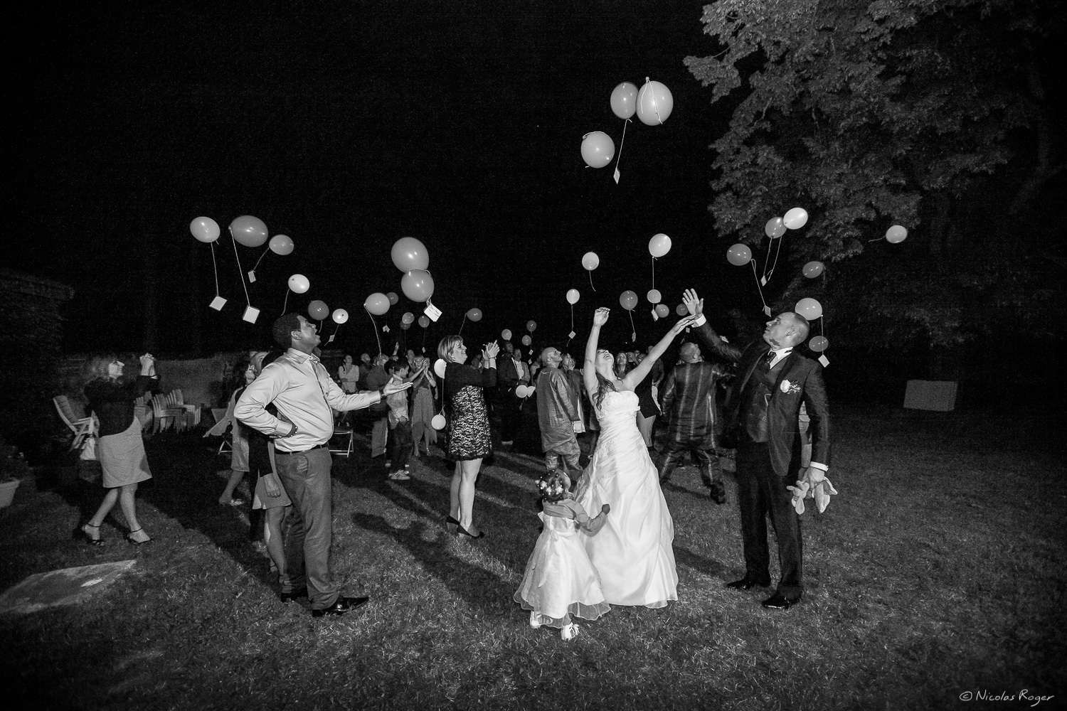 Lâcher de ballons pendant la soirée