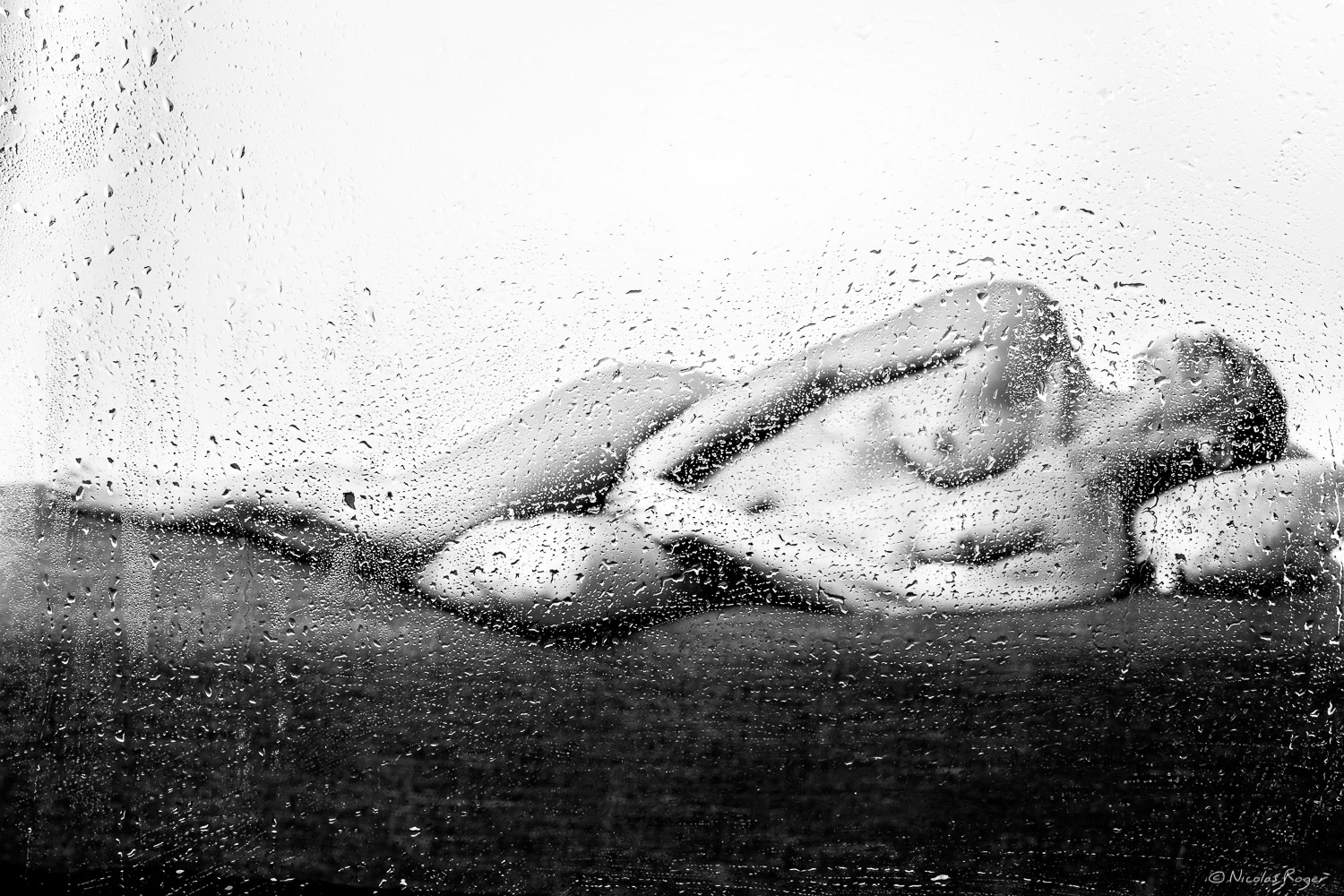 Photographie artistique en noir et blanc : Pluie de printemps